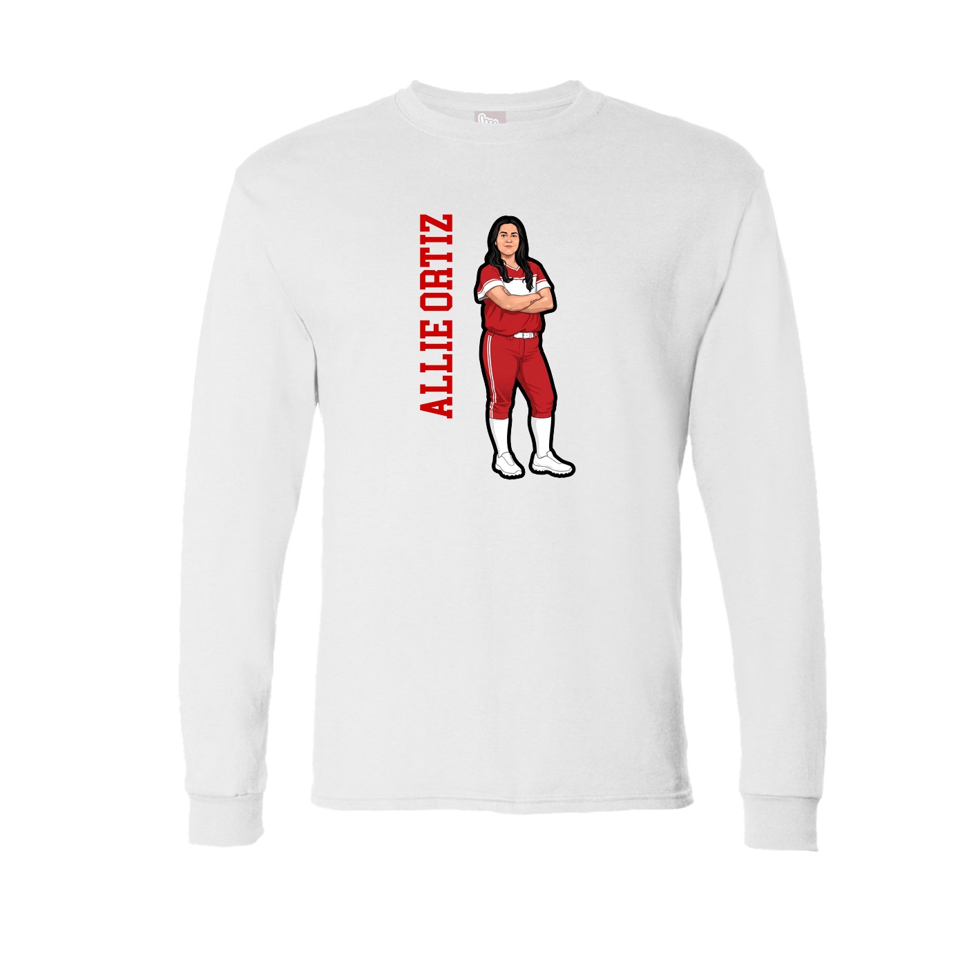 Long Sleeve Tee — Name Vertical in White