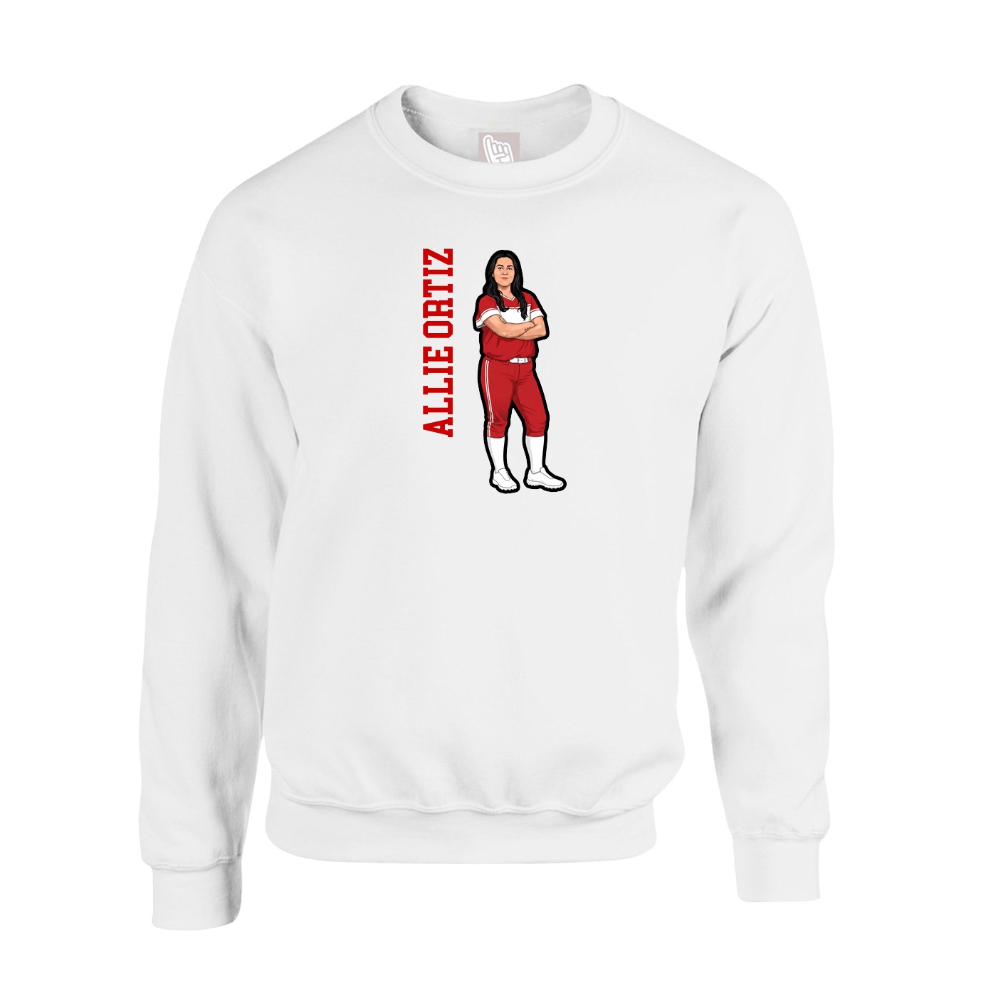 Fleece Crew — Name Vertical in White
