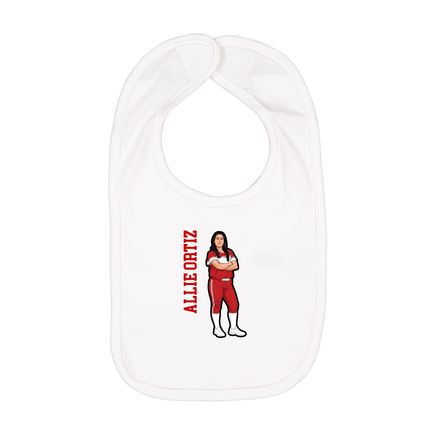 Infant Bib — Name Vertical in White