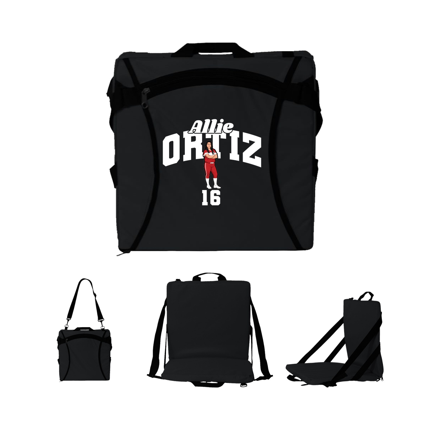Folding Stadium Seat — Signature Arch in Black