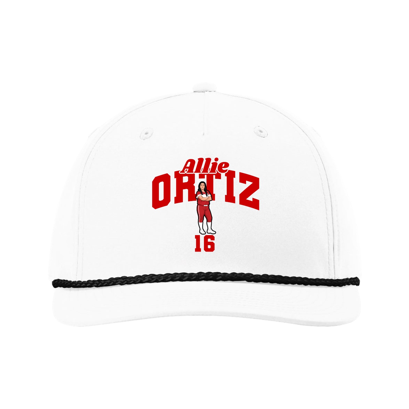 Five-Panel Classic Rope Cap — Signature Arch in White