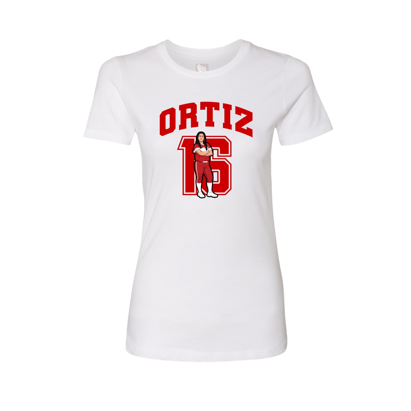 Fitted Women's Tee — Number in White