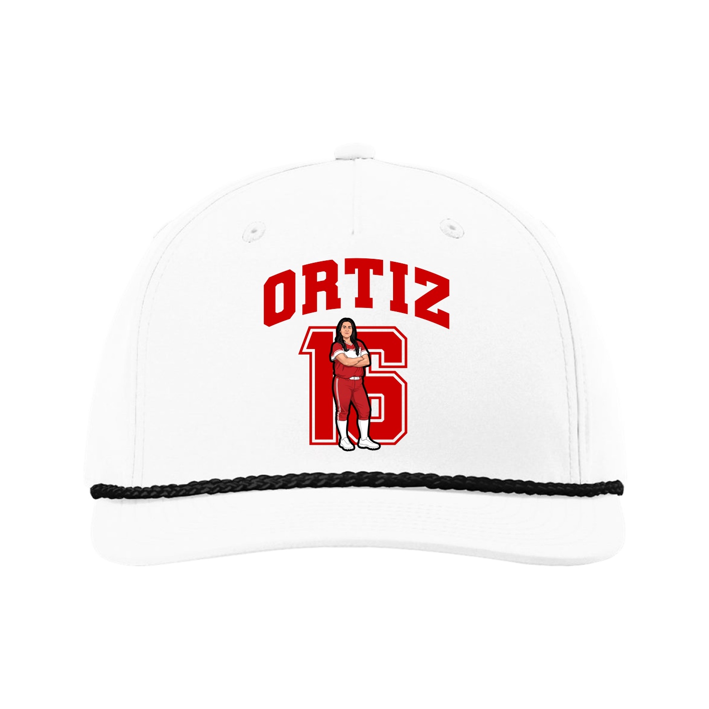 Five-Panel Classic Rope Cap — Number in White