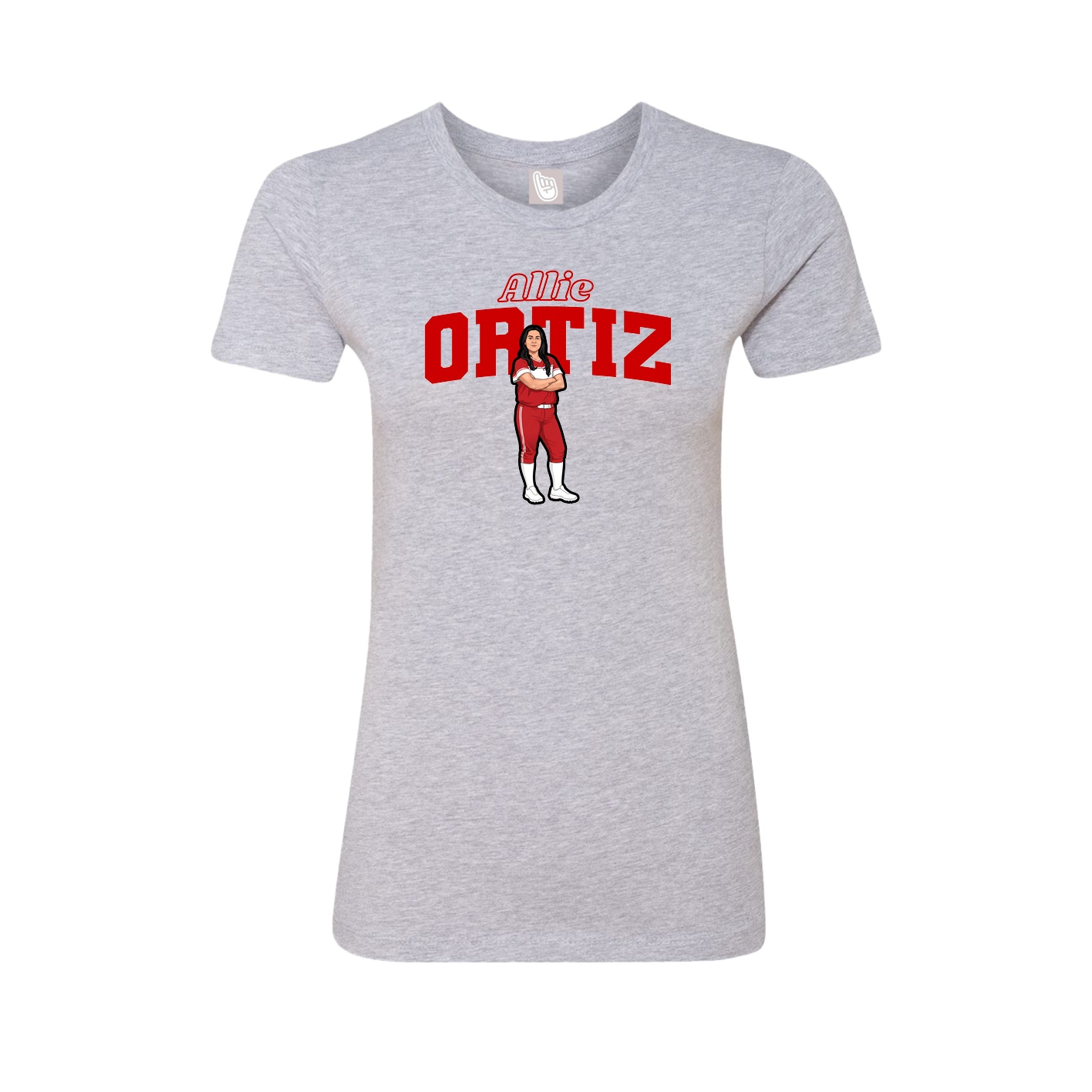 Fitted Women's Tee — Name Arch in Grey