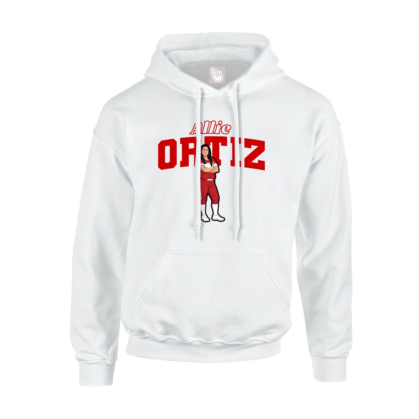 Youth Hoodie — Name Arch in White