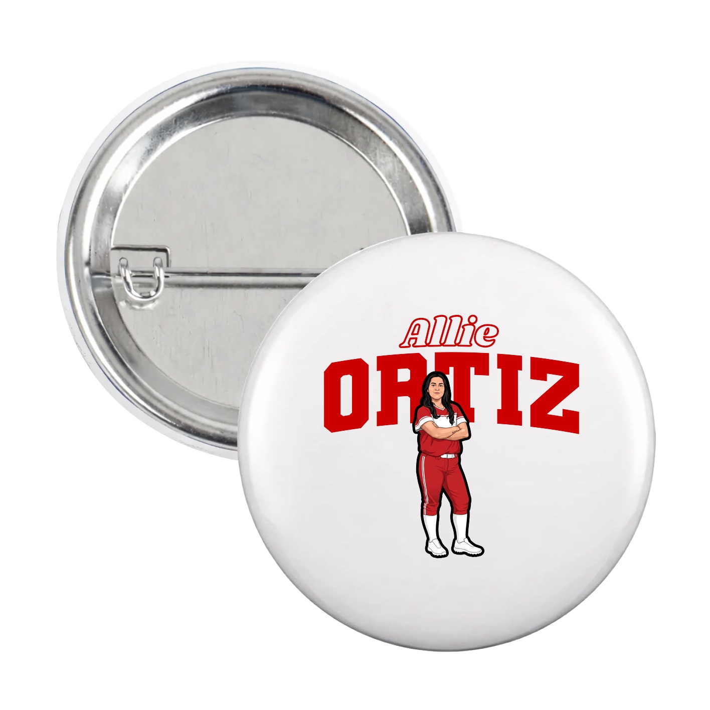 Game Day Button — Name Arch in White