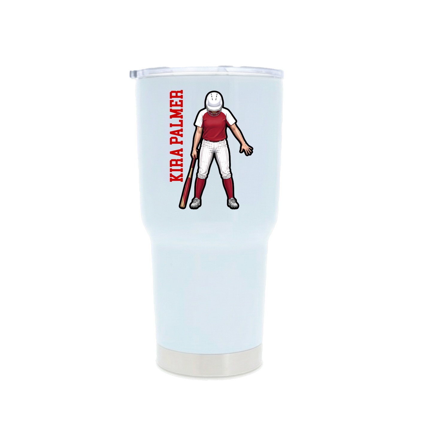 30oz Stainless Steel Tumbler — Name Vertical in White