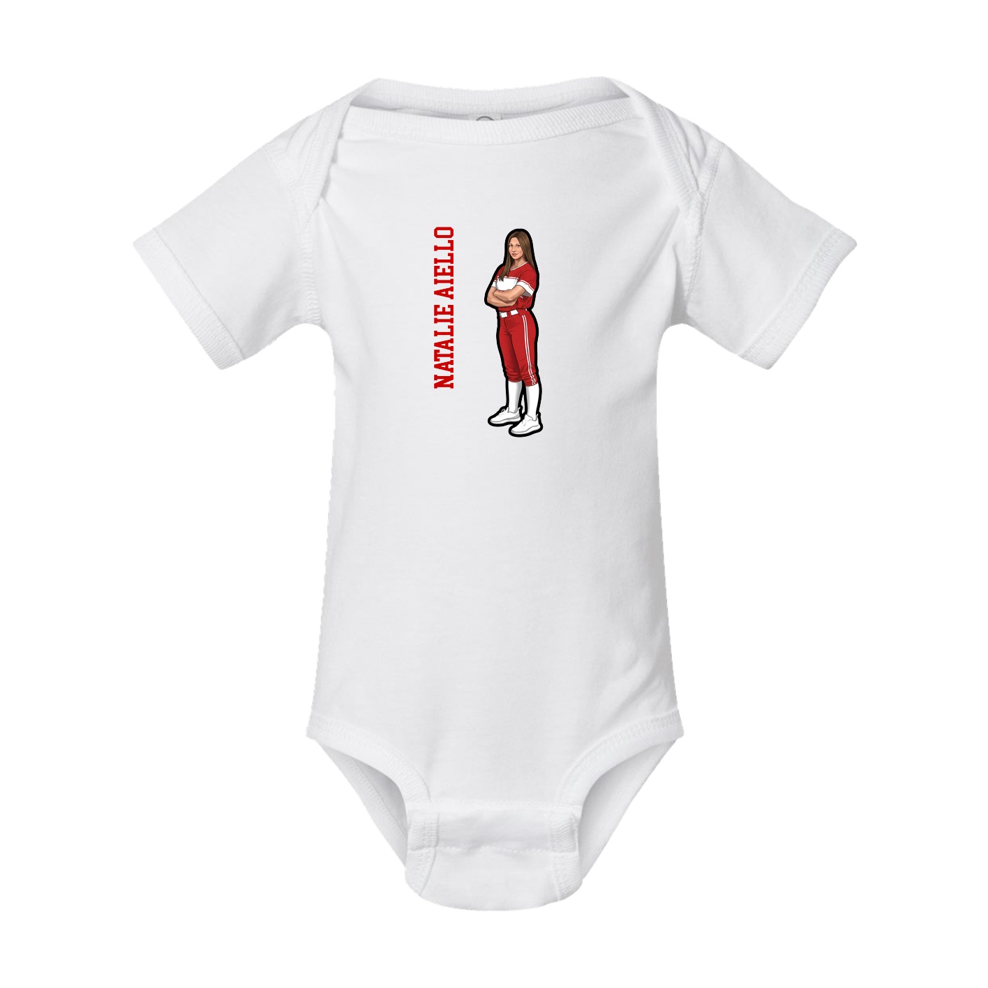 Baby Onesie — Name Vertical in White