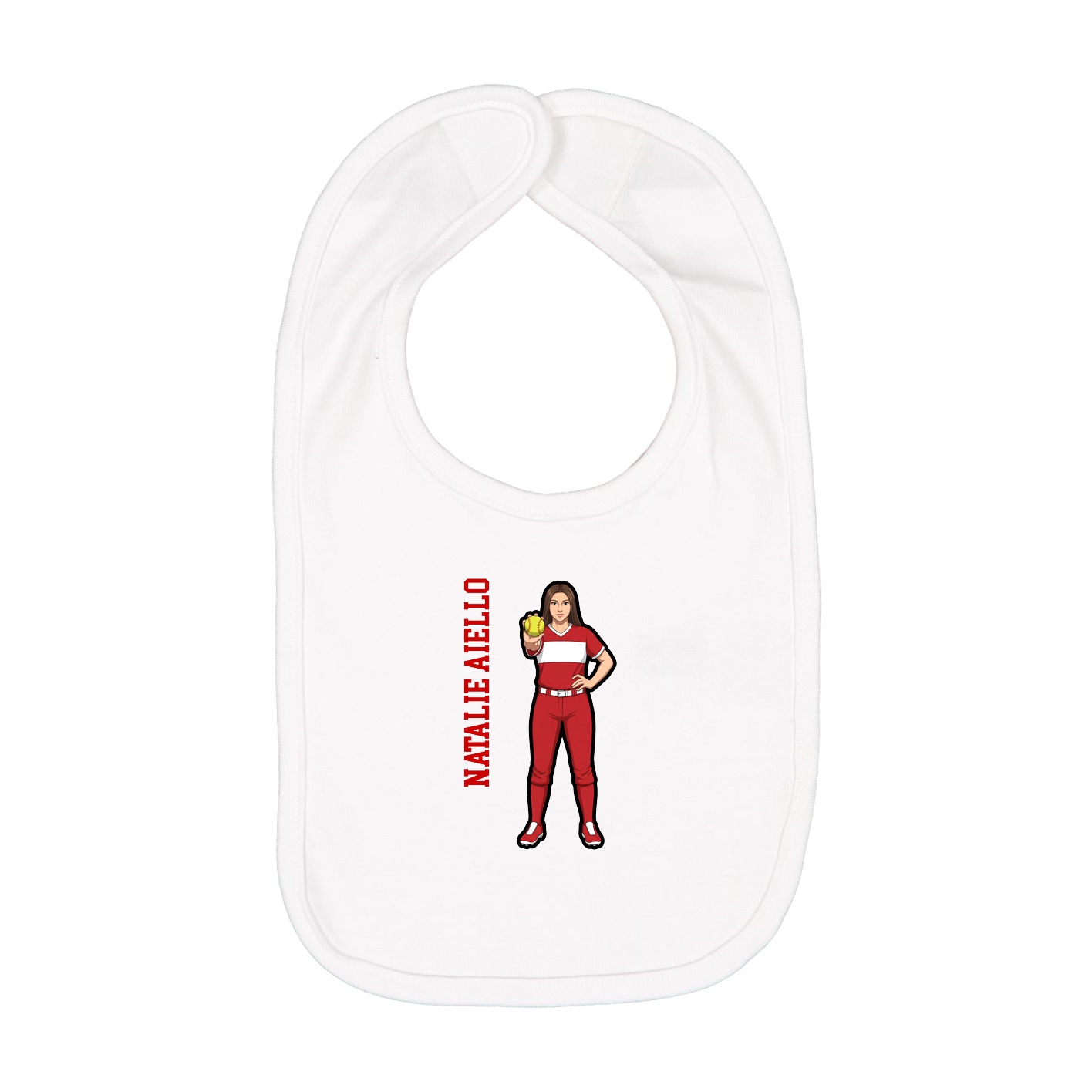Infant Bib — Name Vertical in White