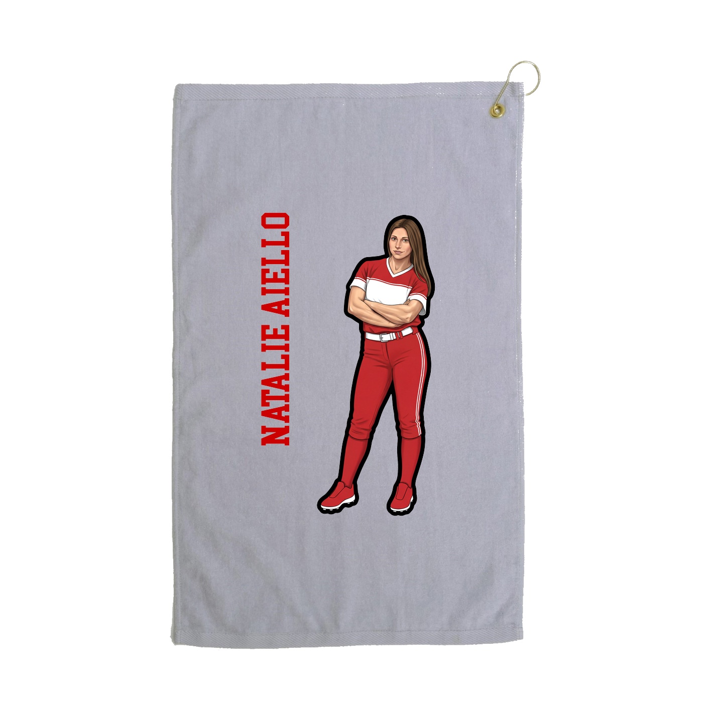 Golf Towel — Name Vertical in Grey