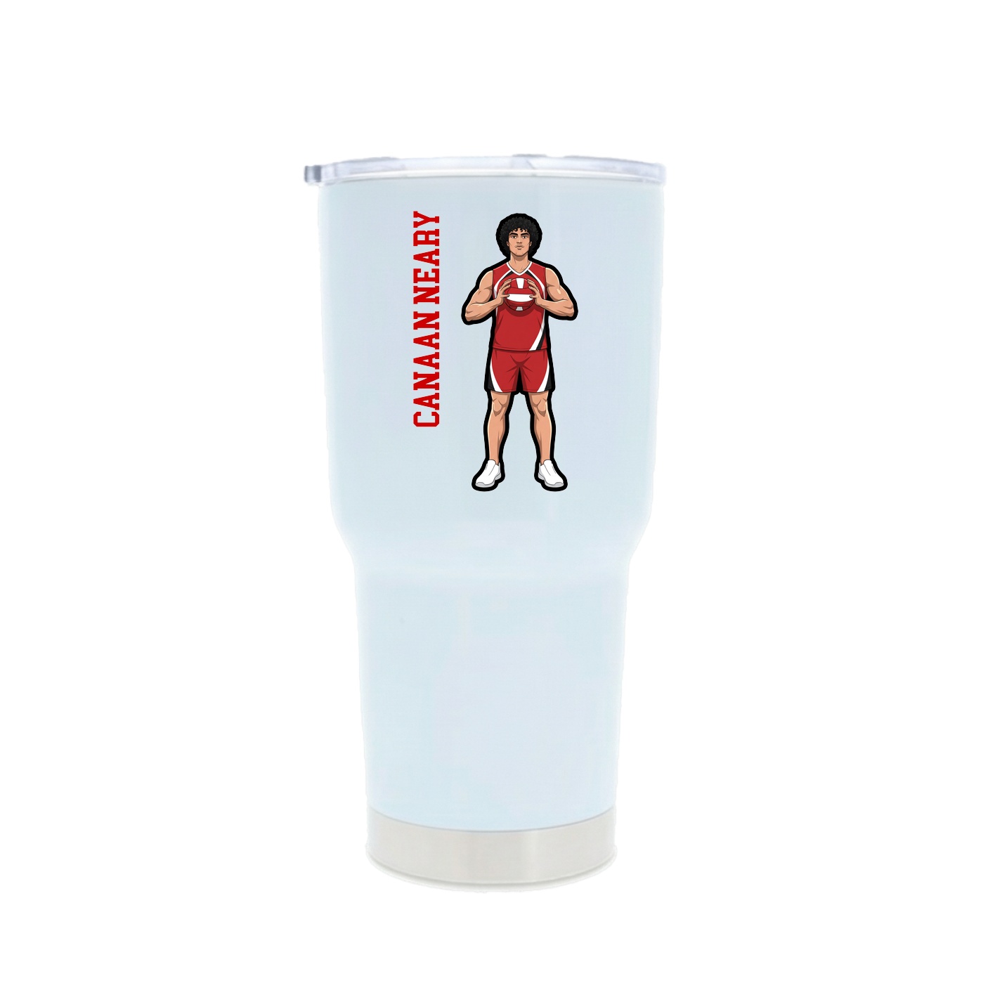 30oz Stainless Steel Tumbler — Name Vertical in White
