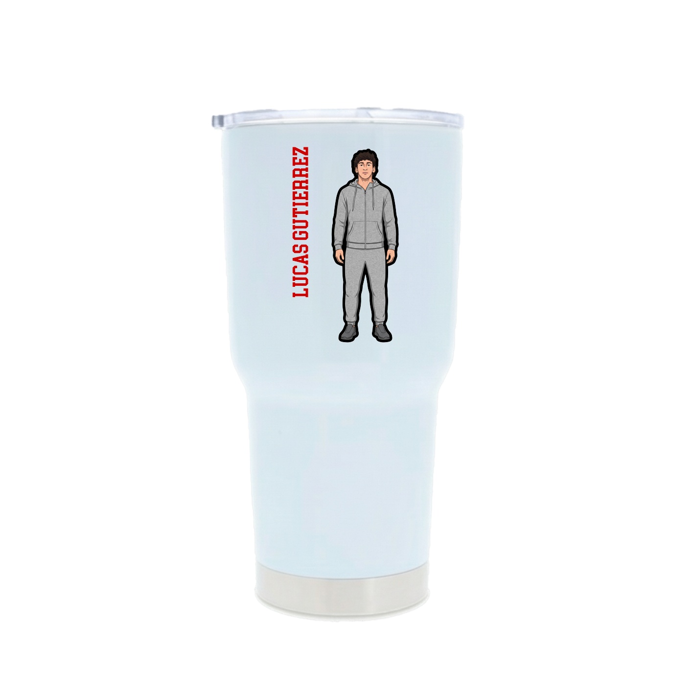 30oz Stainless Steel Tumbler — Name Vertical in White