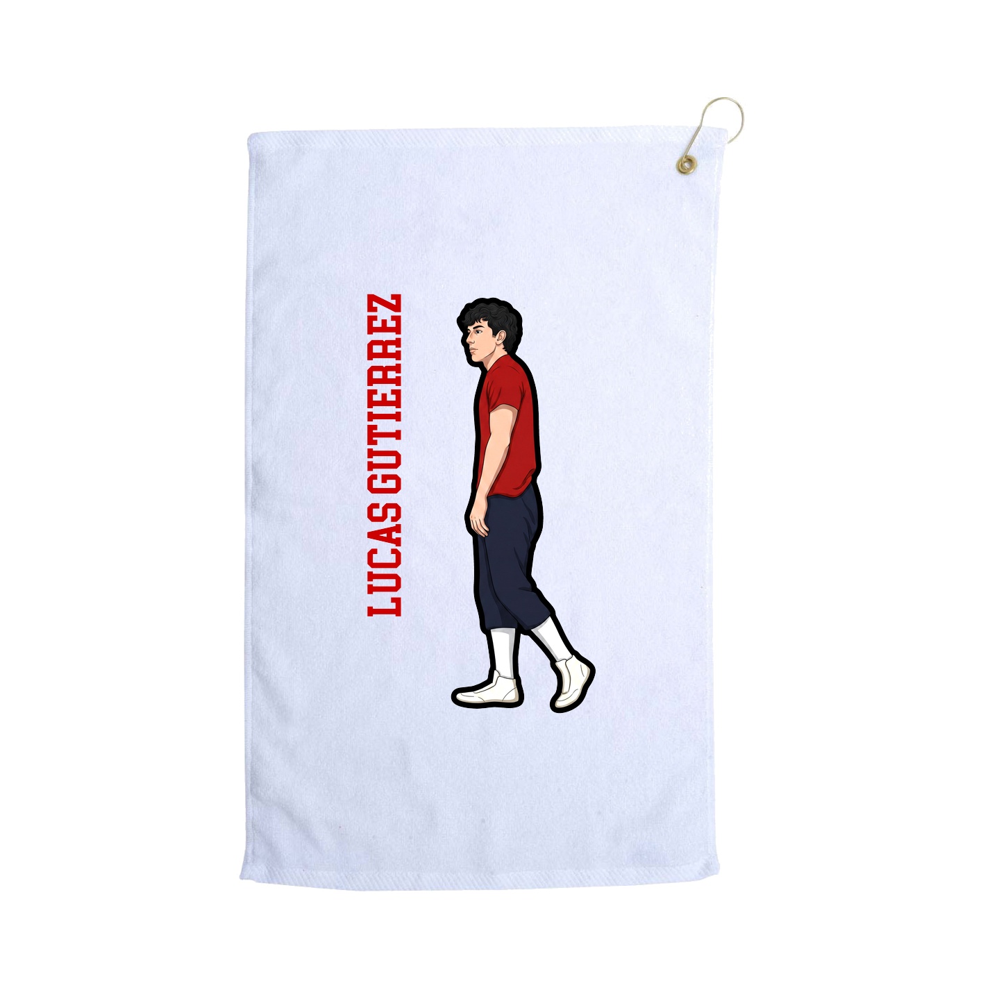 Golf Towel — Name Vertical in White