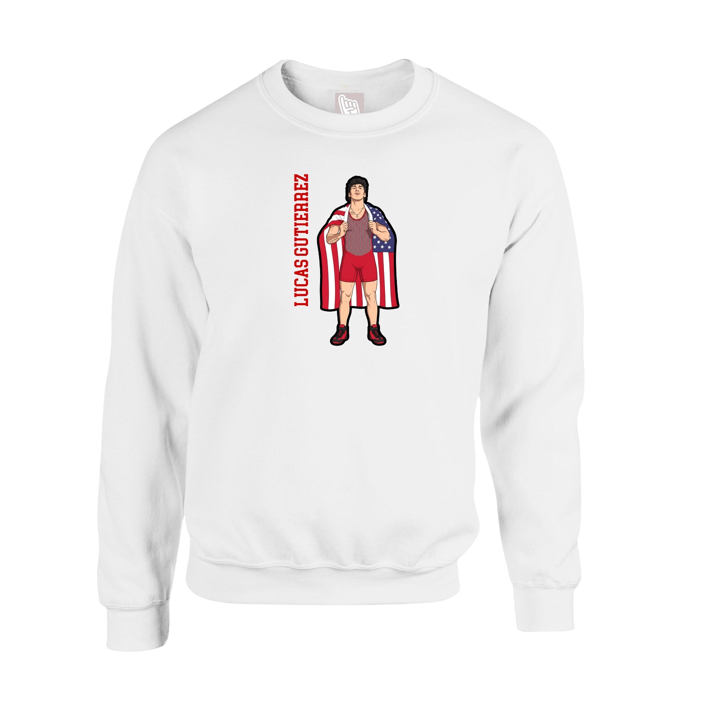 Fleece Crew — Name Vertical in White