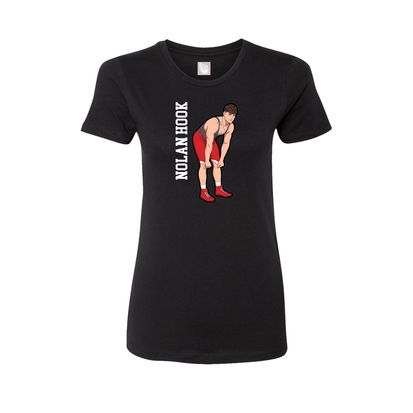 Fitted Women's Tee — Name Vertical in Black