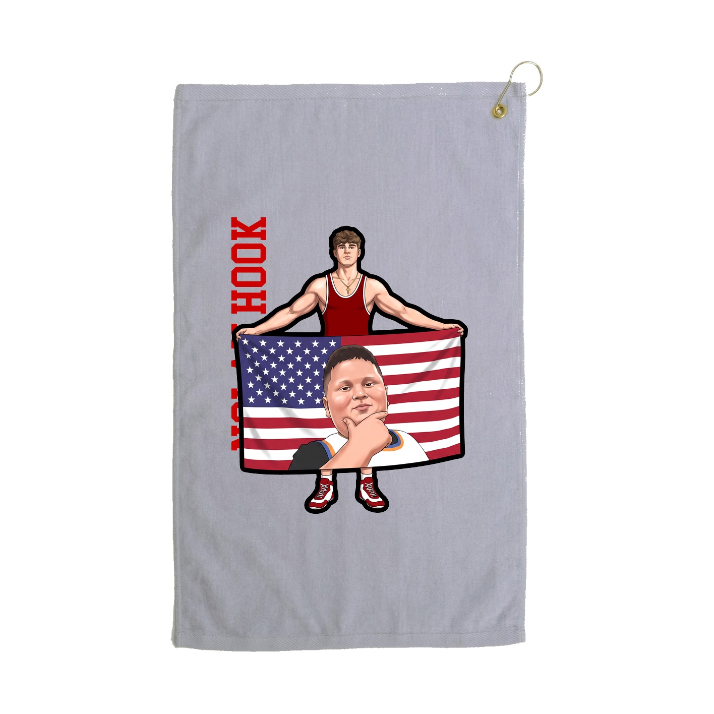 Golf Towel — Name Vertical in Grey