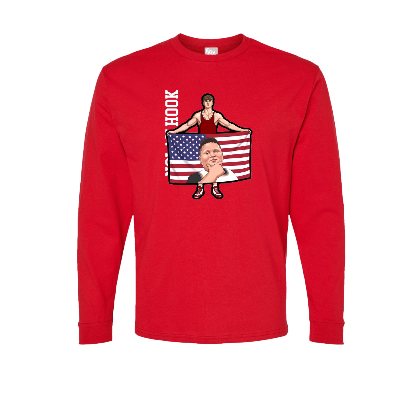 Long Sleeve Tee — Name Vertical in Red