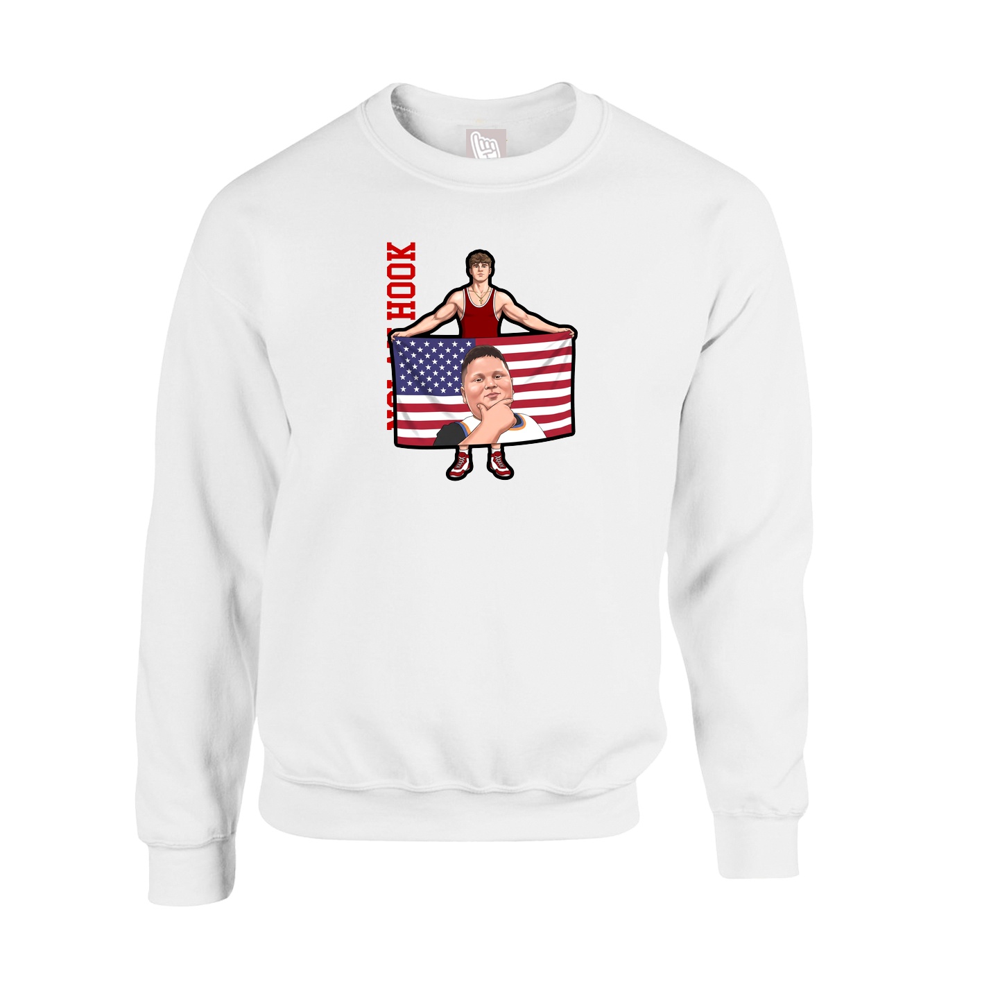 Fleece Crew — Name Vertical in White