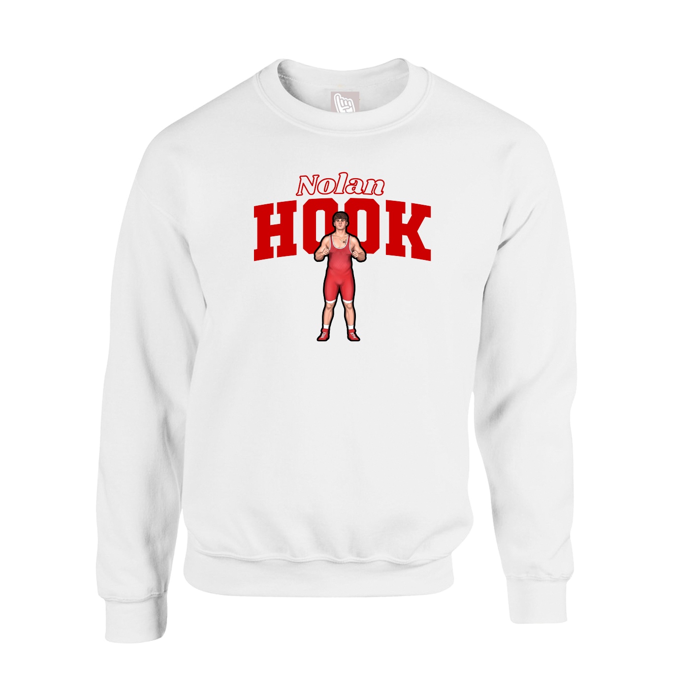 Fleece Crew — Name Arch in White