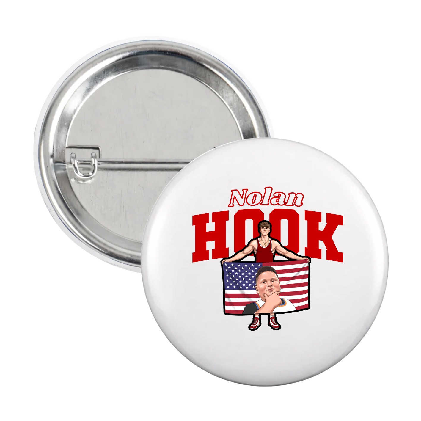 Game Day Button — Name Arch in White