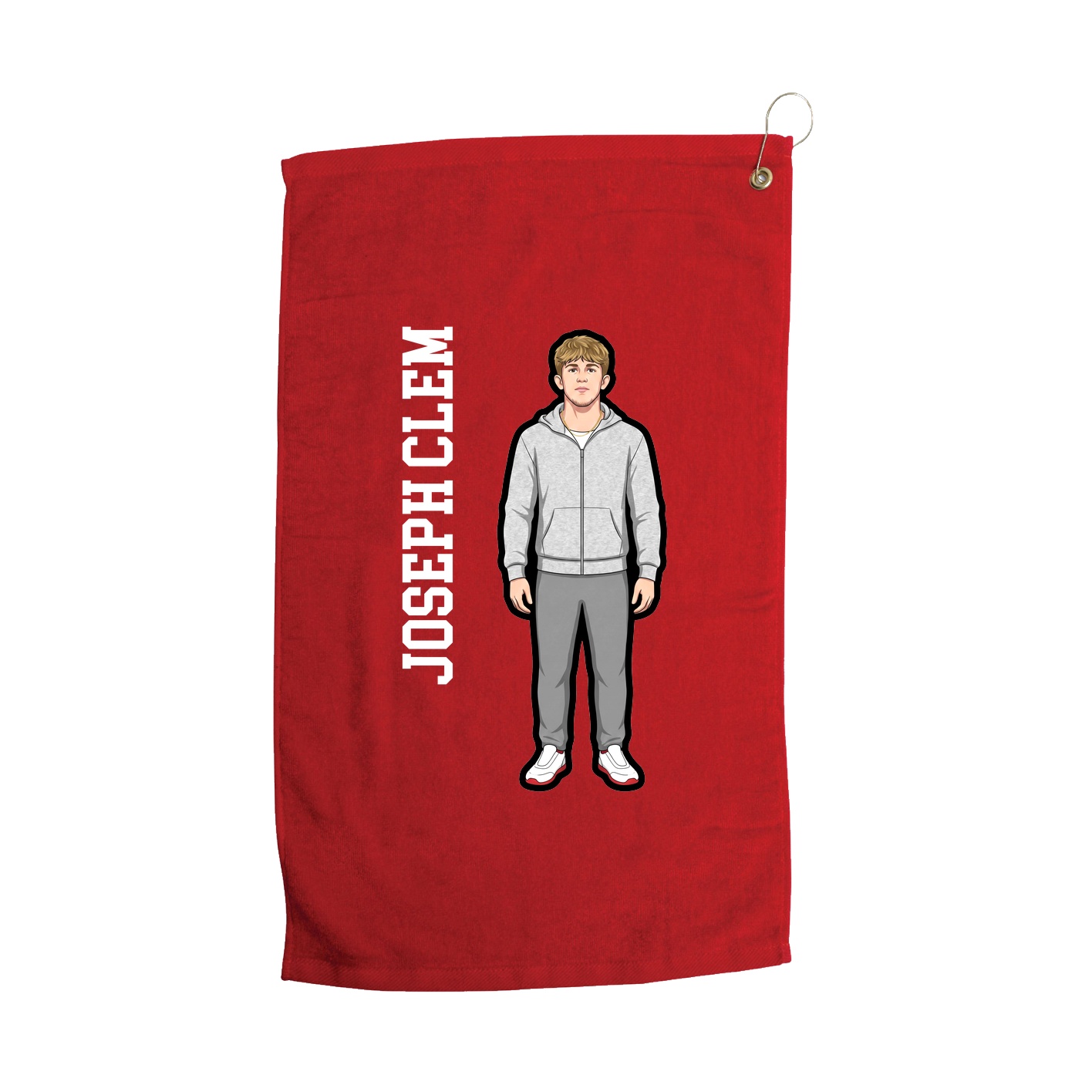 Golf Towel — Name Vertical in Red