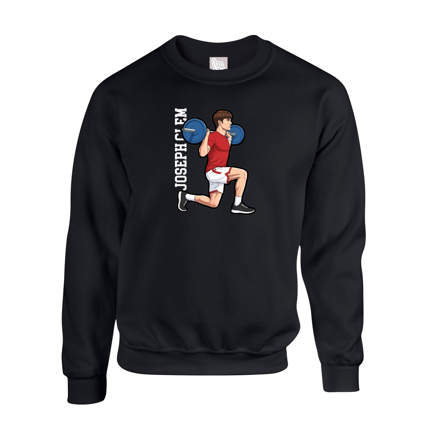 Fleece Crew — Name Vertical in Black