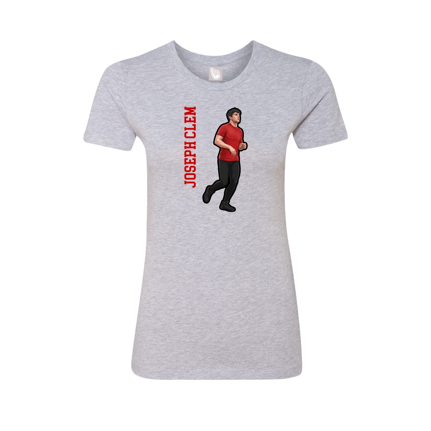 Fitted Women's Tee — Name Vertical in Grey