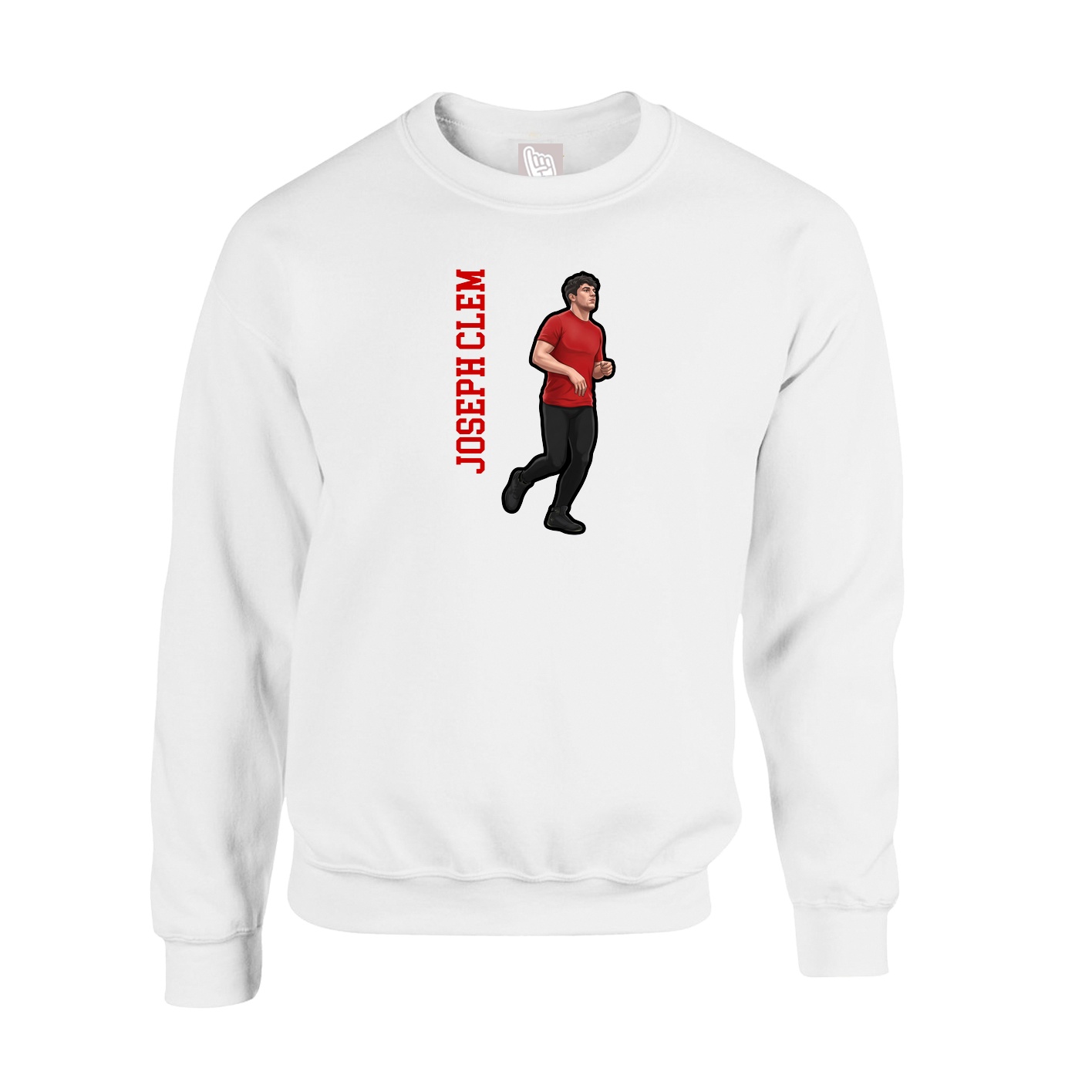 Fleece Crew — Name Vertical in White