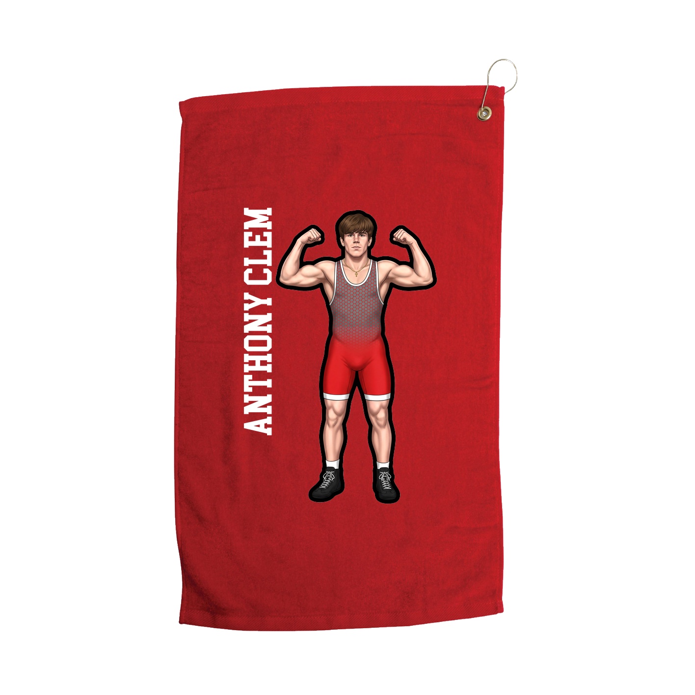 Golf Towel — Name Vertical in Red