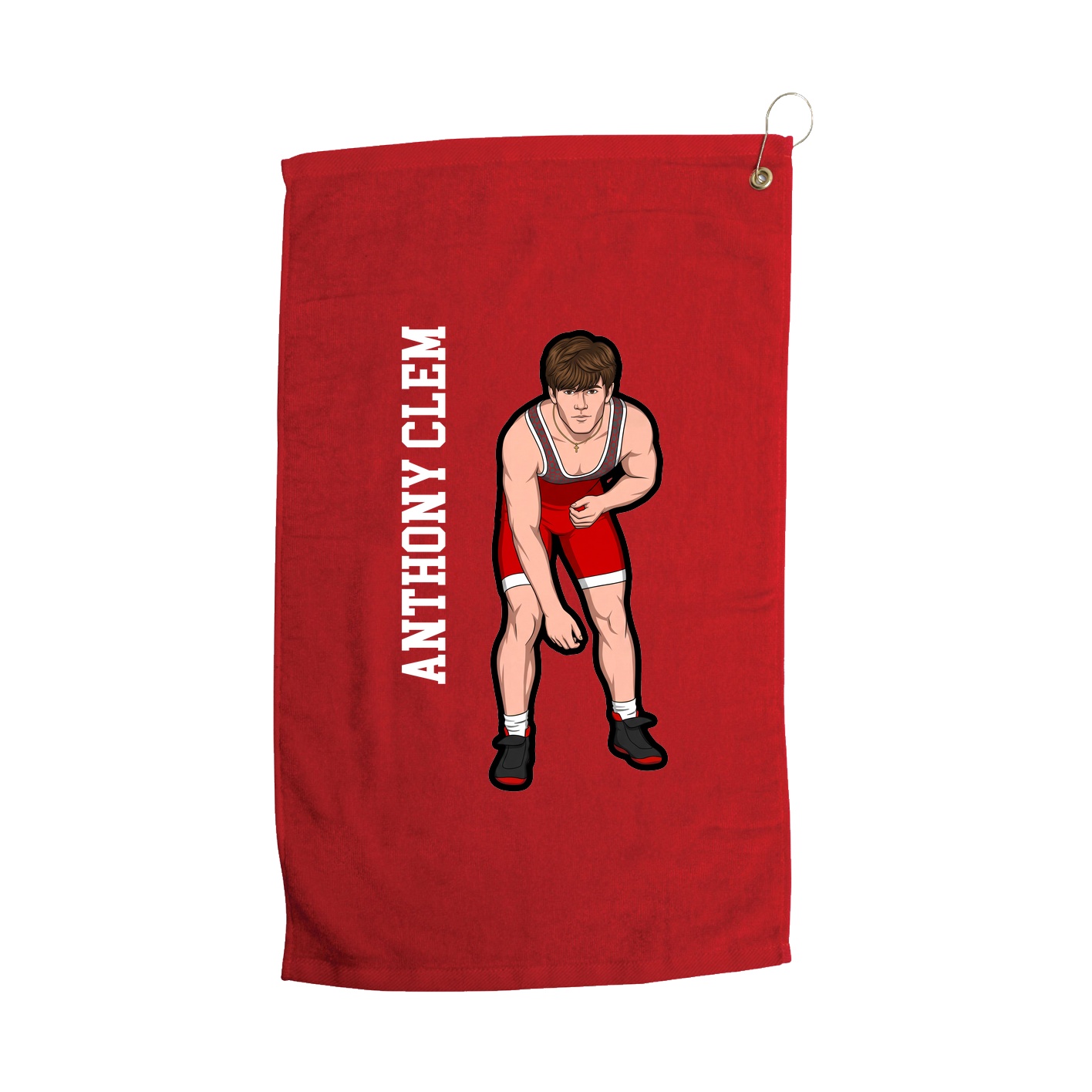 Golf Towel — Name Vertical in Red