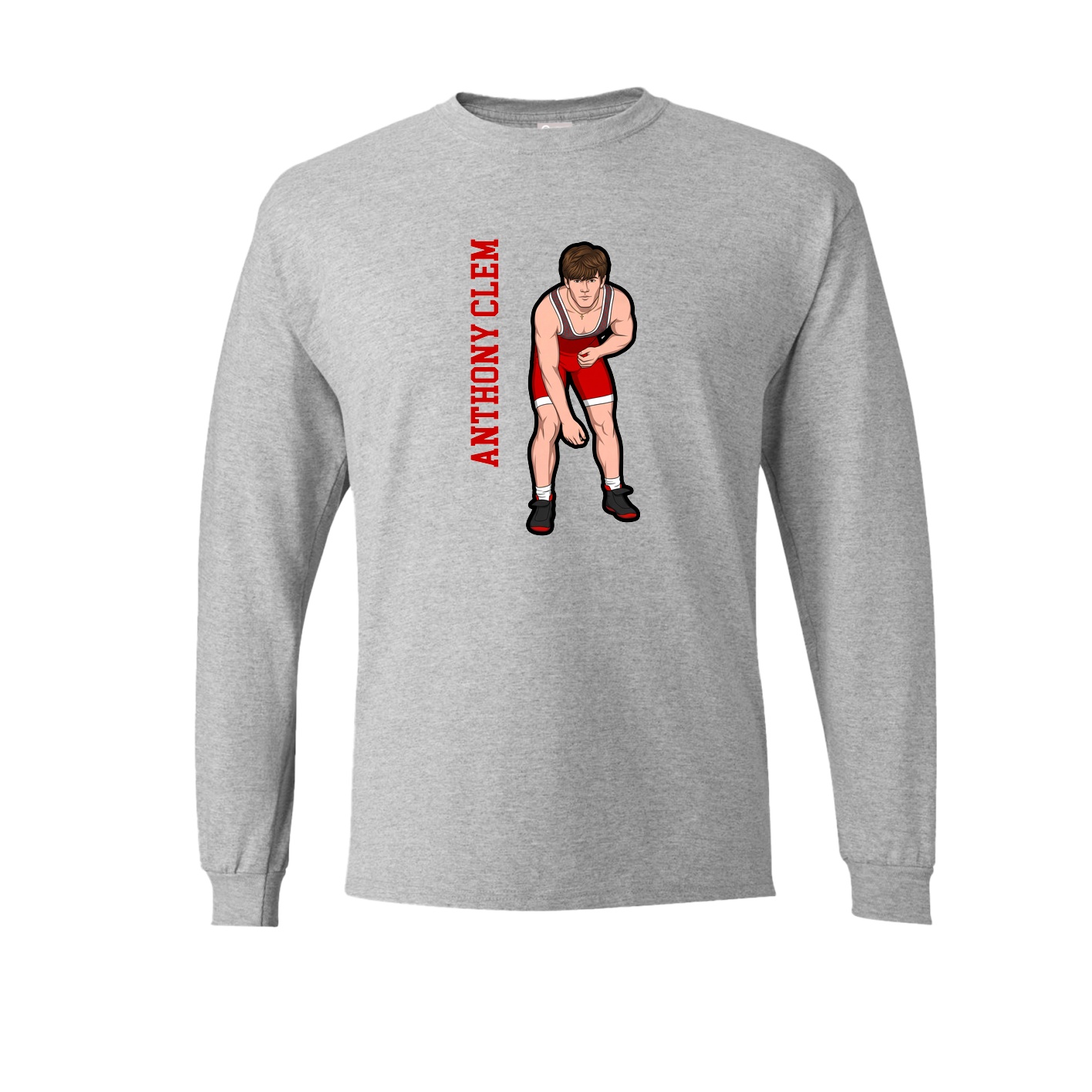 Long Sleeve Tee — Name Vertical in Grey
