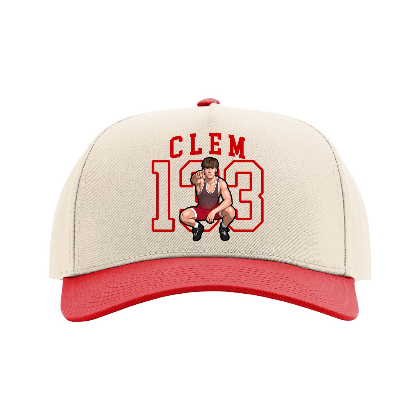 Full Fabric Five-Panel Champ Cap — Shirsey in Cream/Red