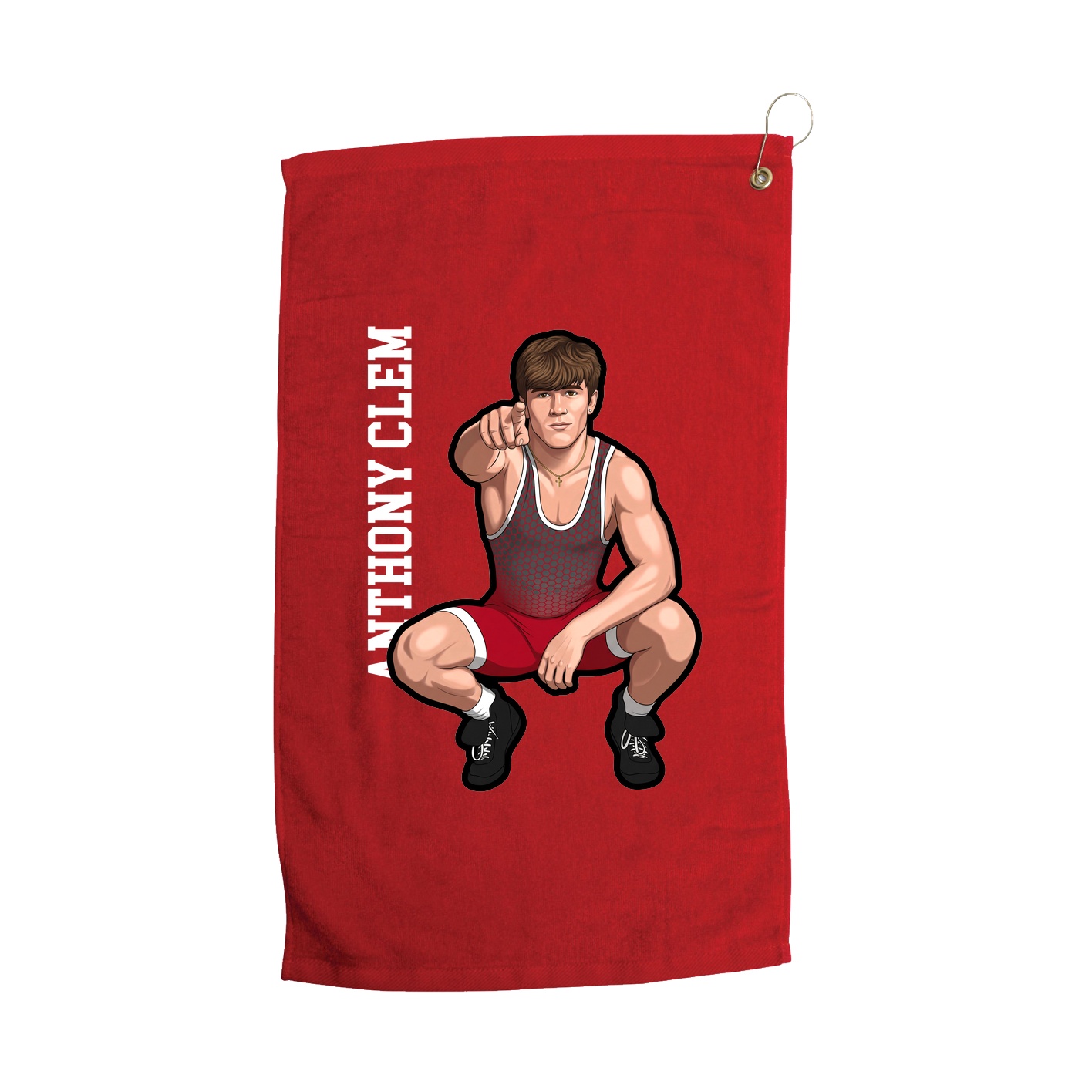Golf Towel — Name Vertical in Red