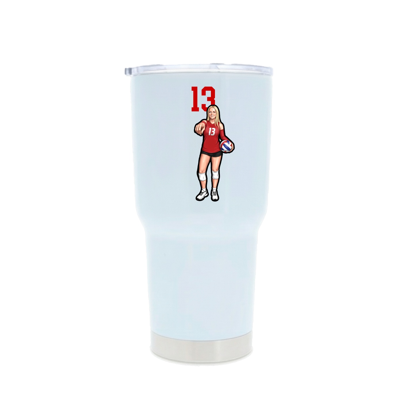30oz Stainless Steel Tumbler — Number Top in White