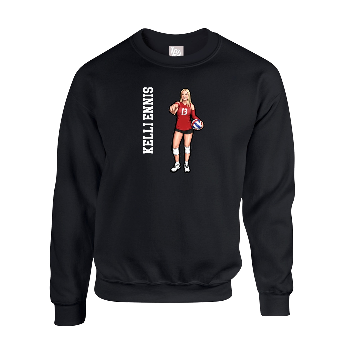 Fleece Crew — Name Vertical in Black