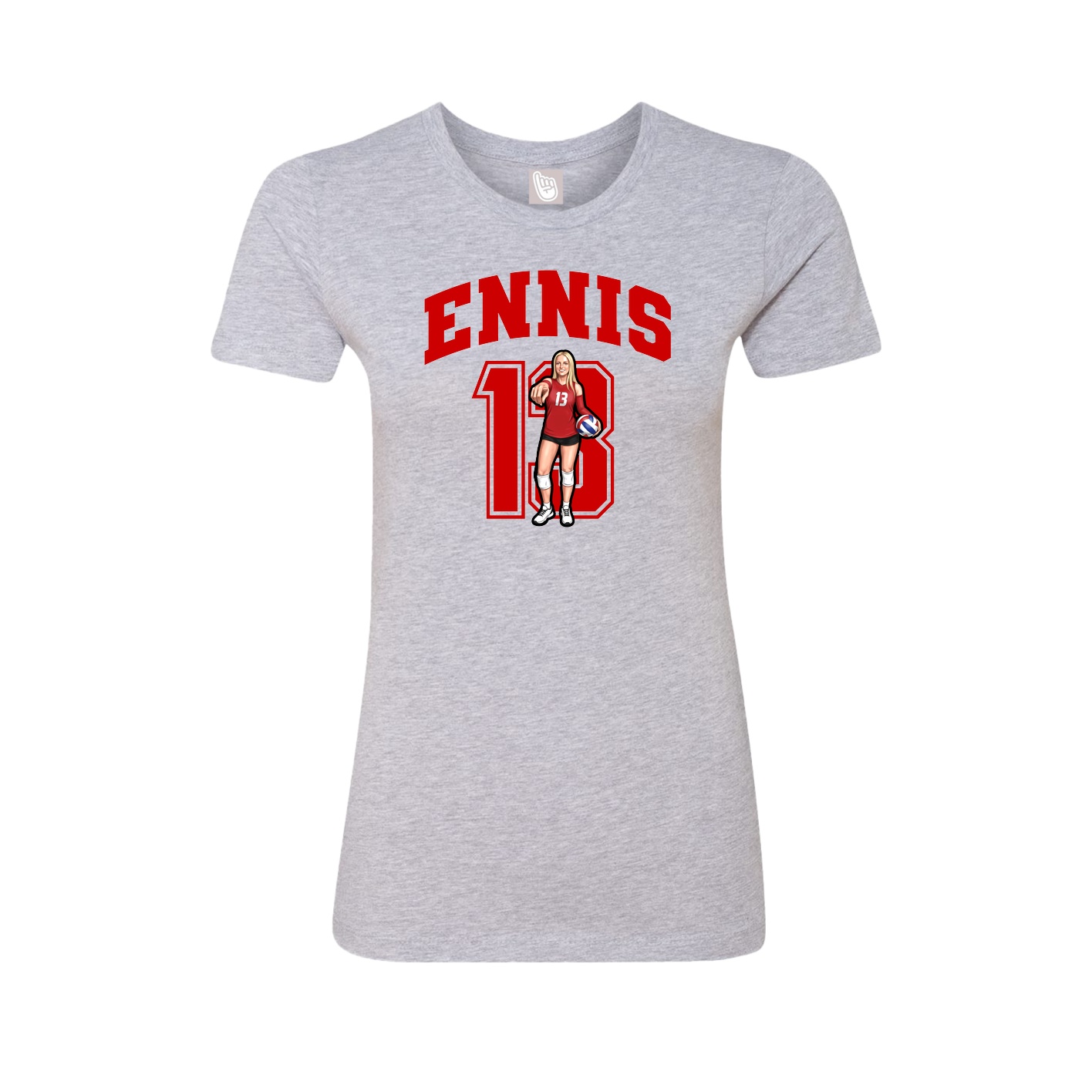 Fitted Women's Tee — Number in Grey