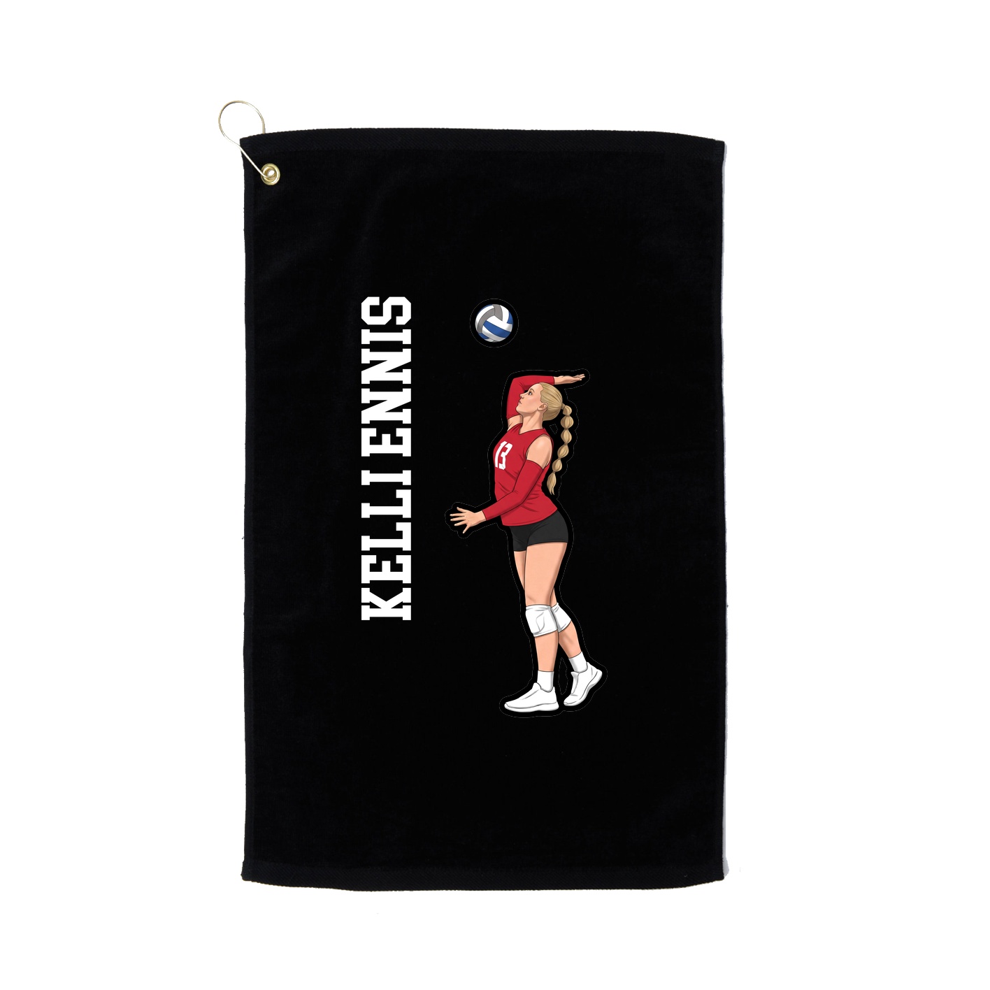 Golf Towel — Name Vertical in Black