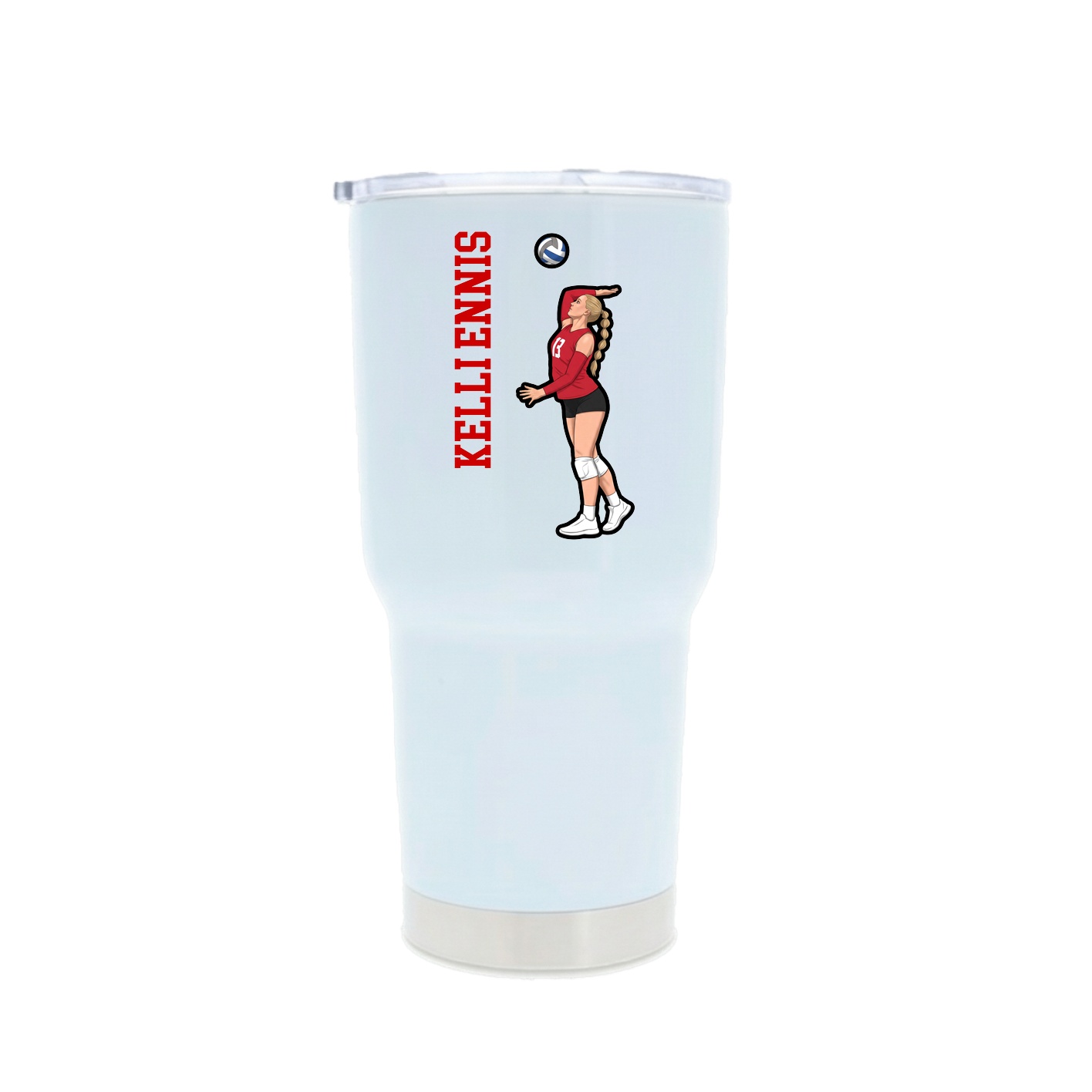 30oz Stainless Steel Tumbler — Name Vertical in White
