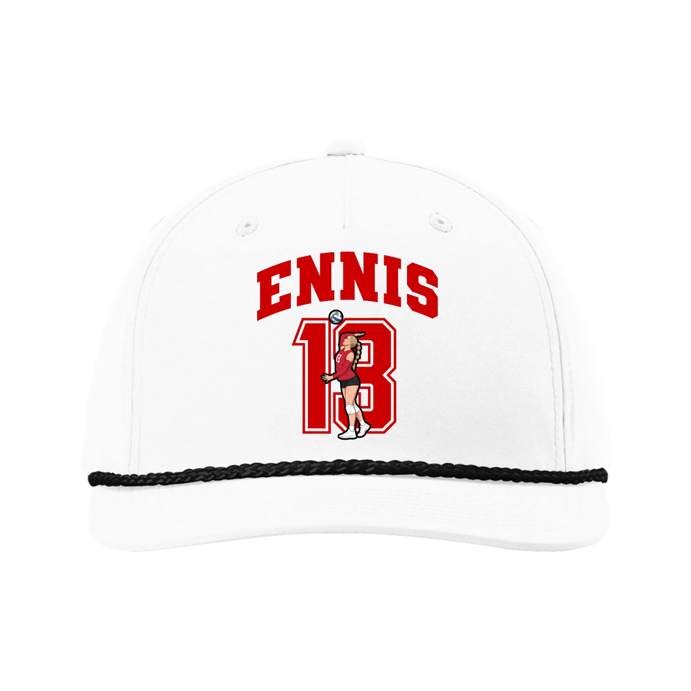 Five-Panel Classic Rope Cap — Number in White