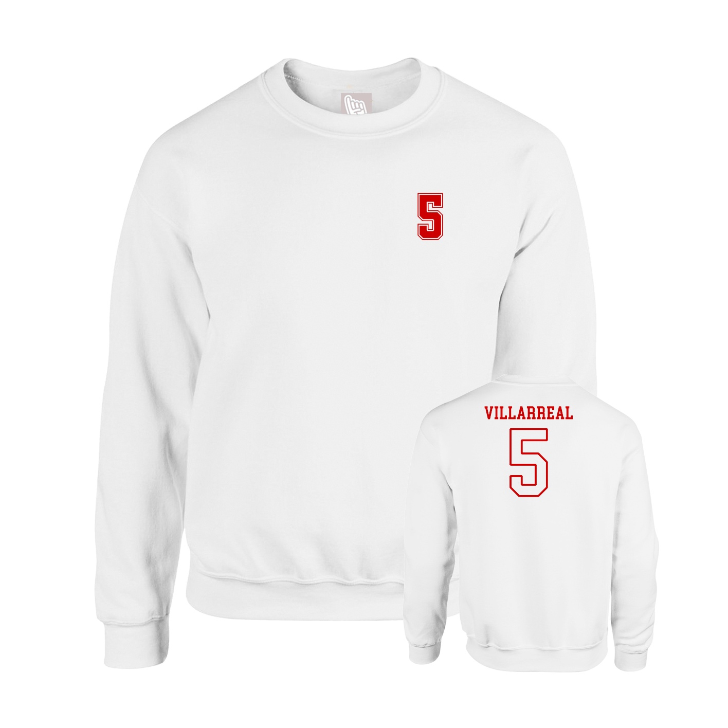 Fleece Crew — Chest Back in White