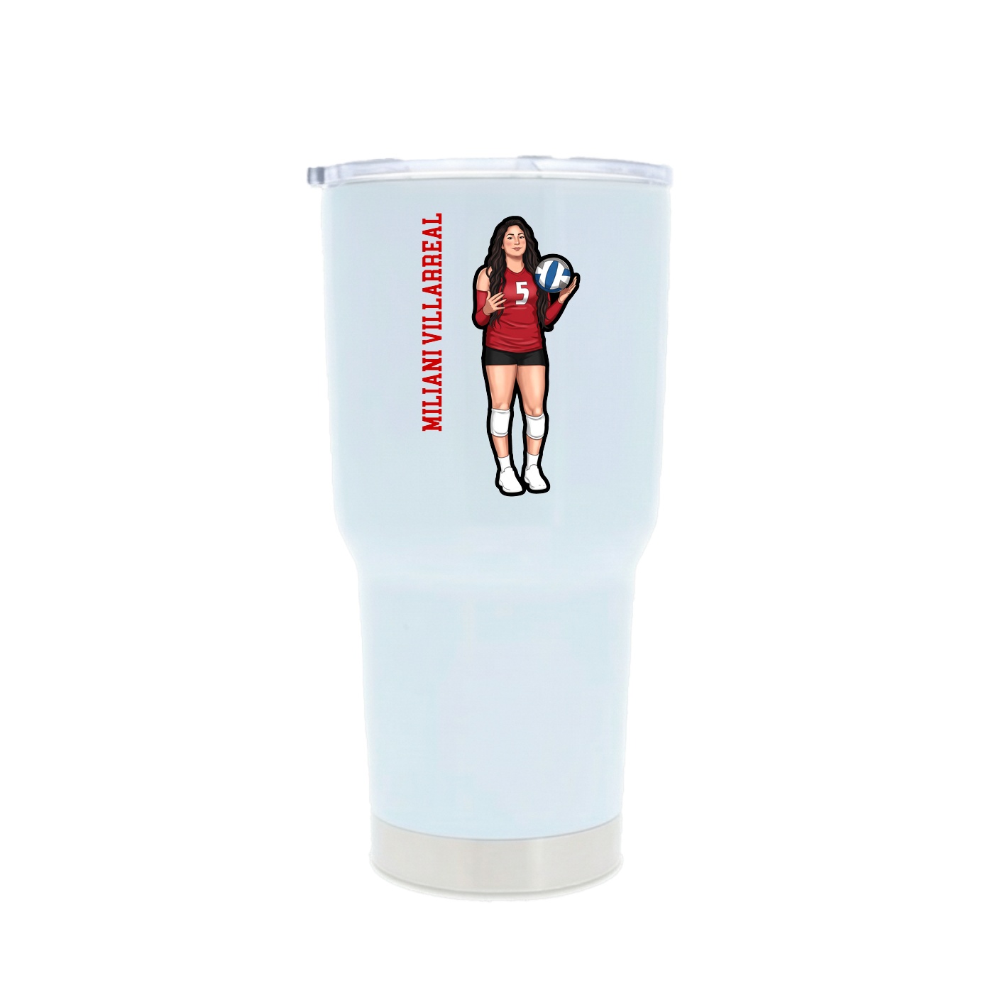 30oz Stainless Steel Tumbler — Name Vertical in White