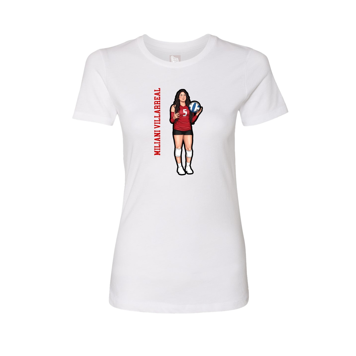 Fitted Women's Tee — Name Vertical in White