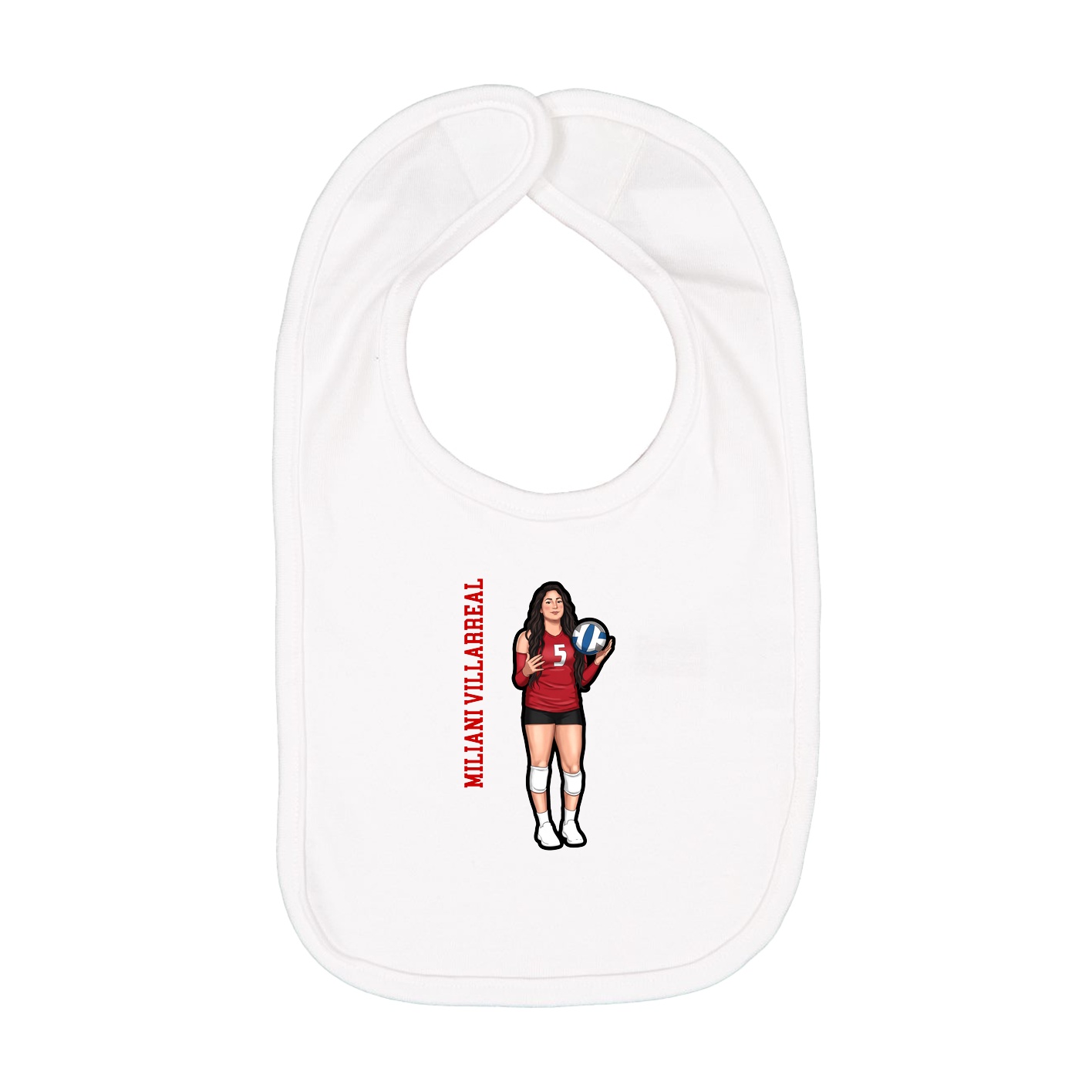 Infant Bib — Name Vertical in White