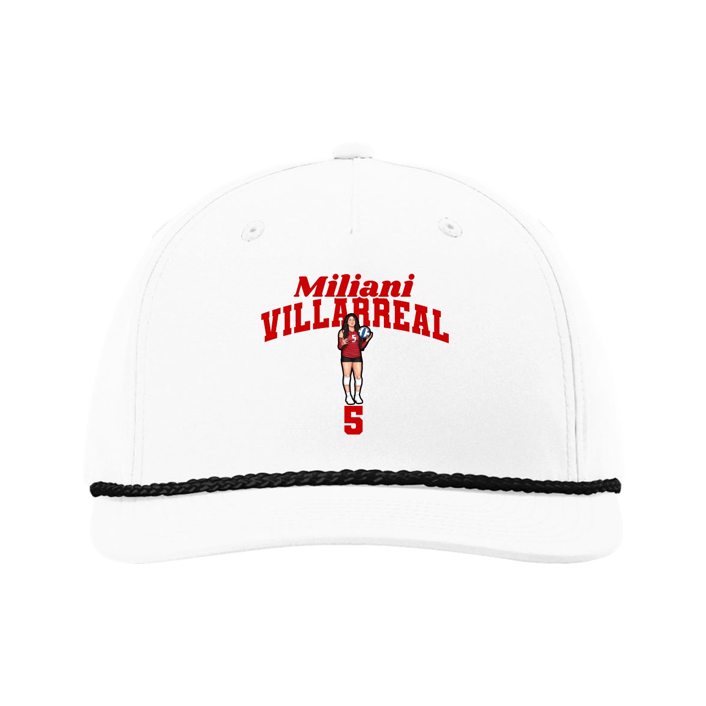 Five-Panel Classic Rope Cap — Signature Arch in White