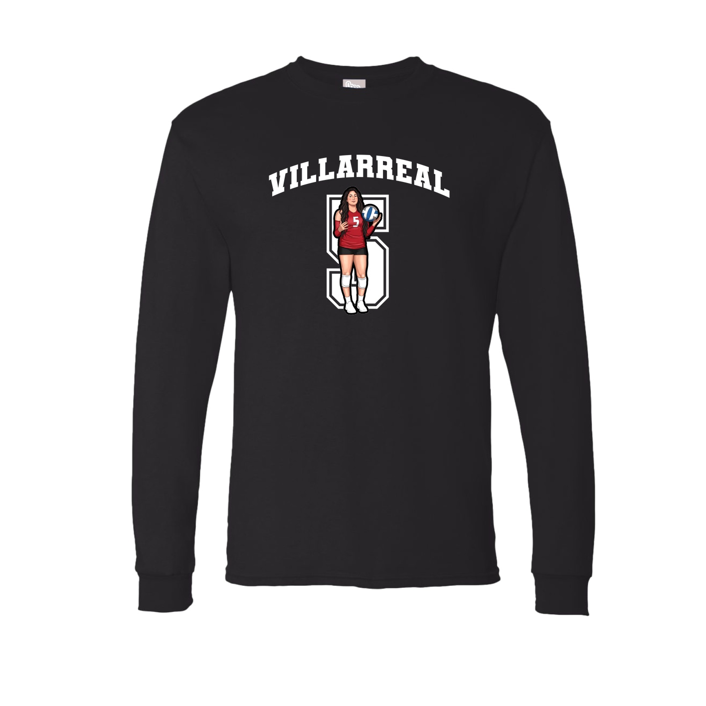 Long Sleeve Tee — Number in Black