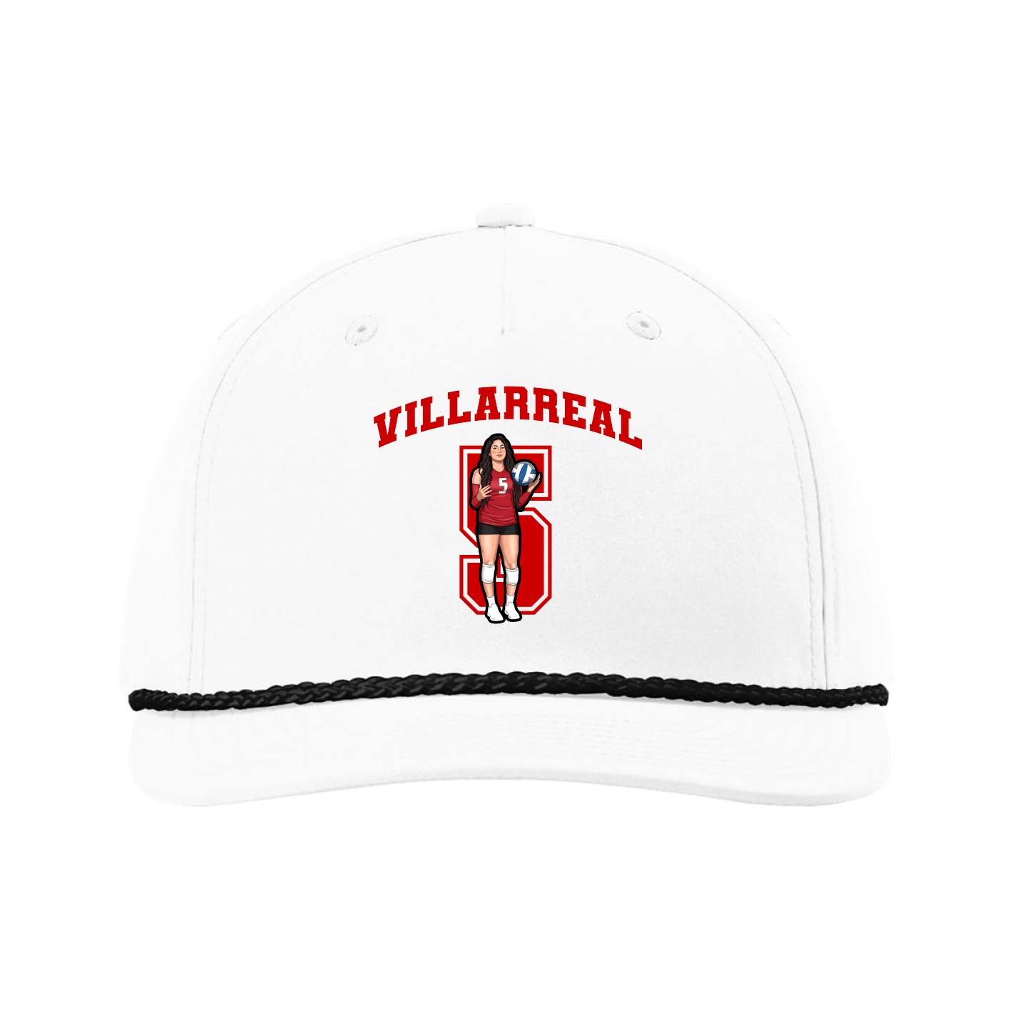 Five-Panel Classic Rope Cap — Number in White