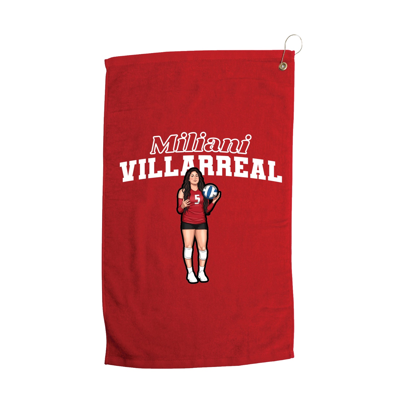 Golf Towel — Name Arch in Red