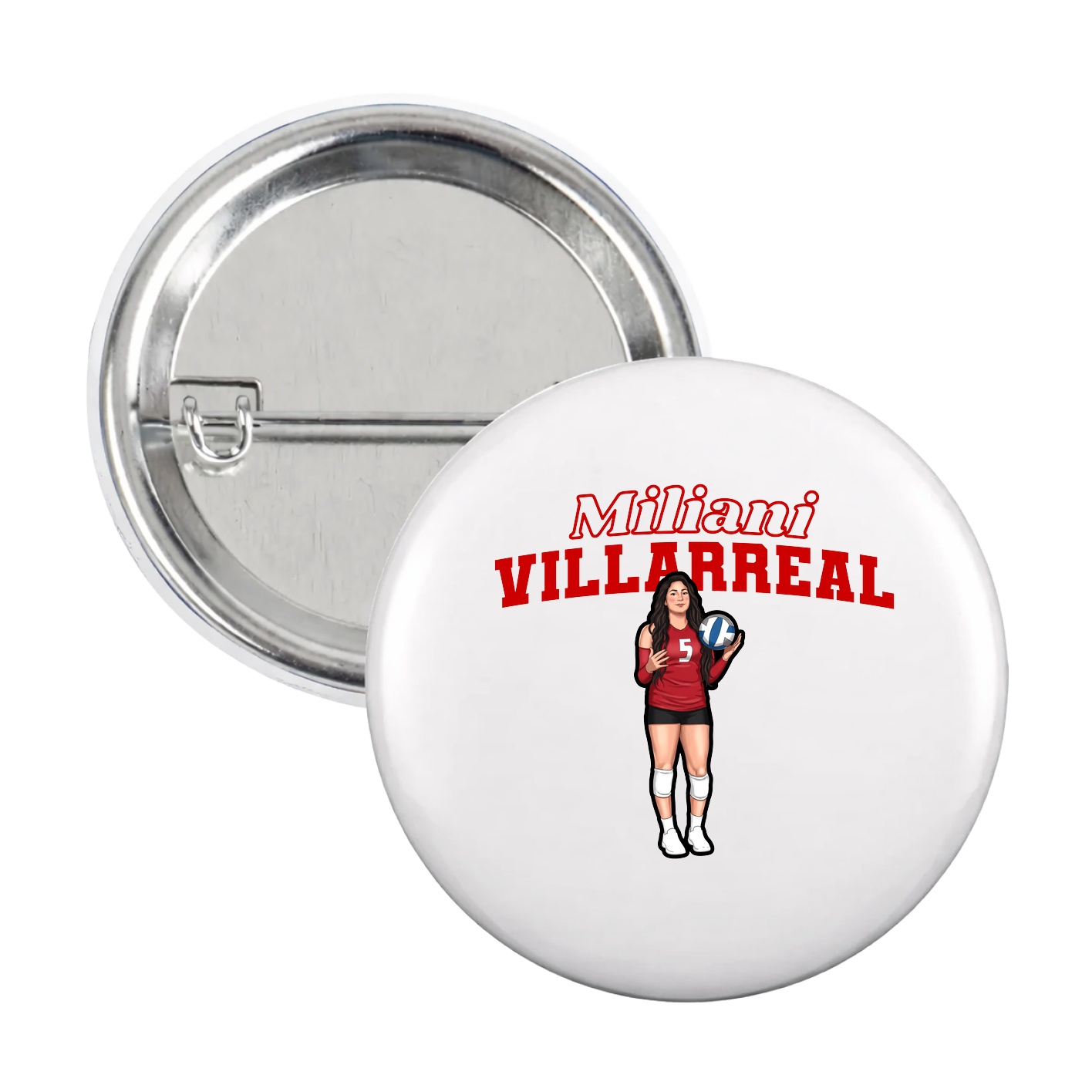 Game Day Button — Name Arch in White