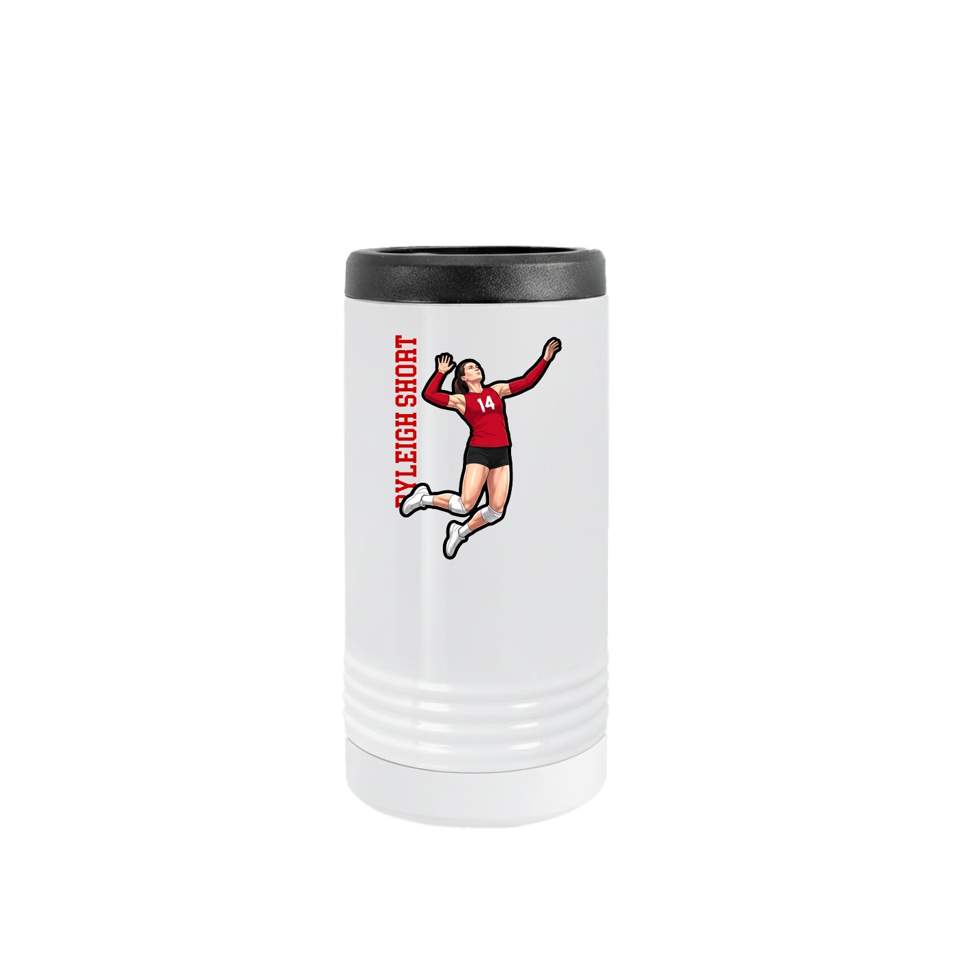 Slim Beverage Holder — Name Vertical in White