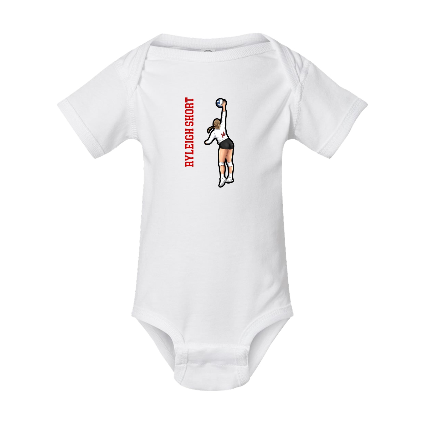 Baby Onesie — Name Vertical in White
